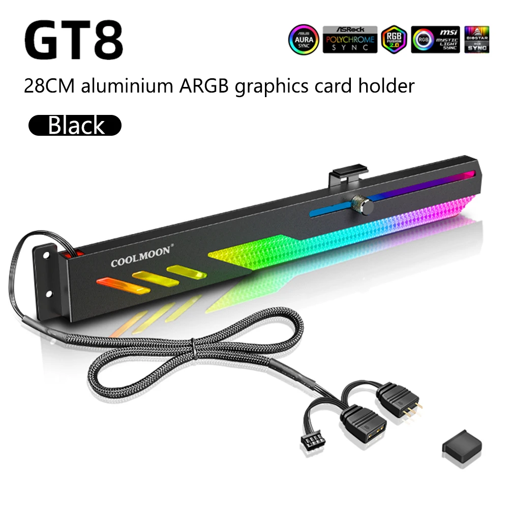 COOLMOON GT8 ׷ ī 귡Ŷ, VGA Ȧ,  ī ĵ, ȭ   , 5V ARGB GPU 