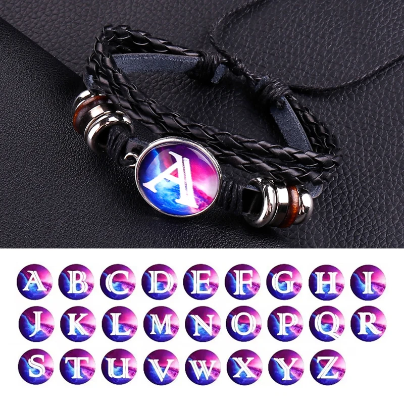 

Pu Leather Rope 26 Letter Hand Rope Bracelets Fashion Turkey Hemp Braided For Men And Women Bangle Lucky Jewelry Gift Wholesale