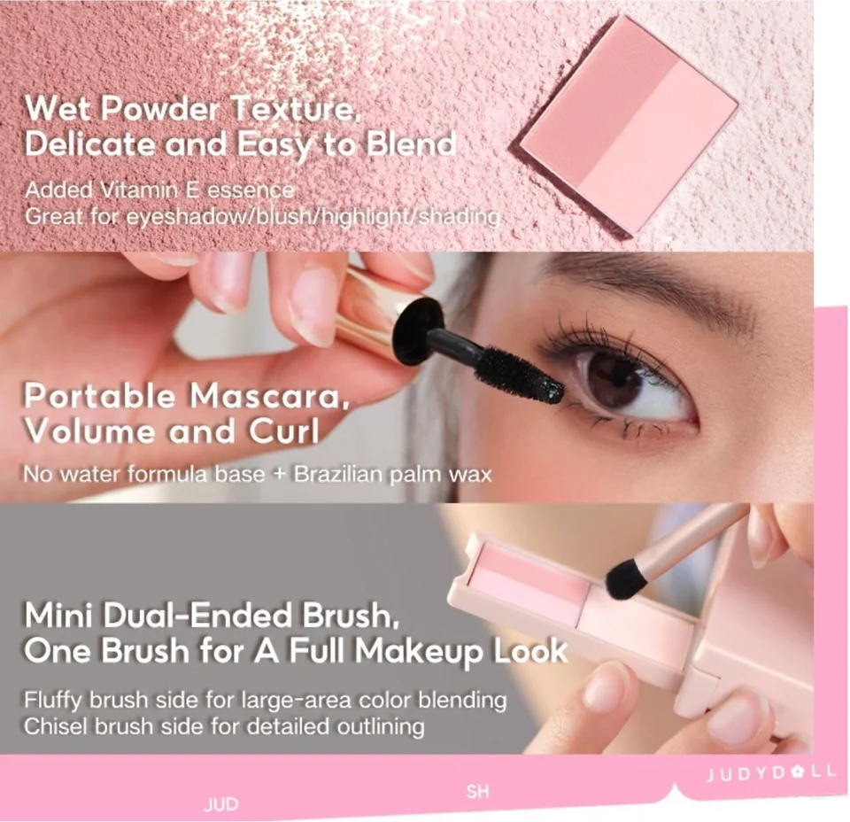 Judydoll Portable Multi-Function Box Highlighter Blush Mascara