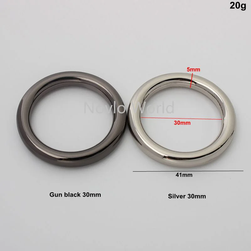 50 pieces 6 colors 6 sizes chrome color die casting O rings for woman shouldbags purse close round ring purse accessories