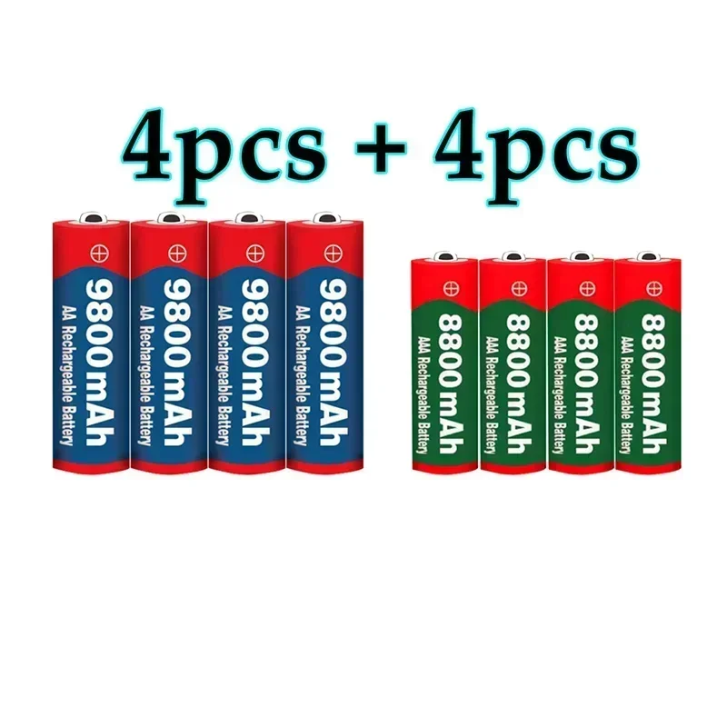1.5V AA 9800 MAh + 1.5V AAA 8800 MAh Alkaline Rechargeable Battery for Clock Toys Camera rechargeable battery alkaline battery