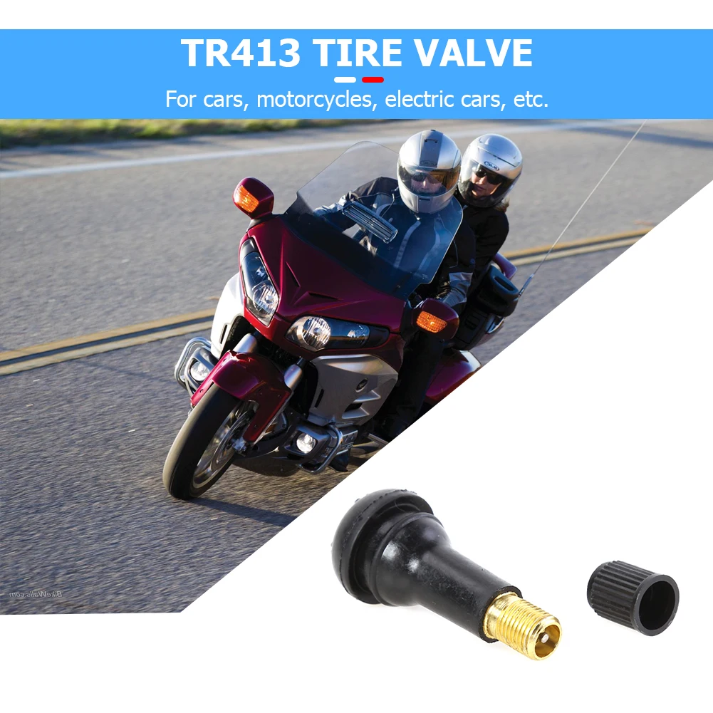 1-2 Set TR413 Valve Stems For Car Motorcycle Rubber Copper Snap In Short Black Rubber Valve Stems