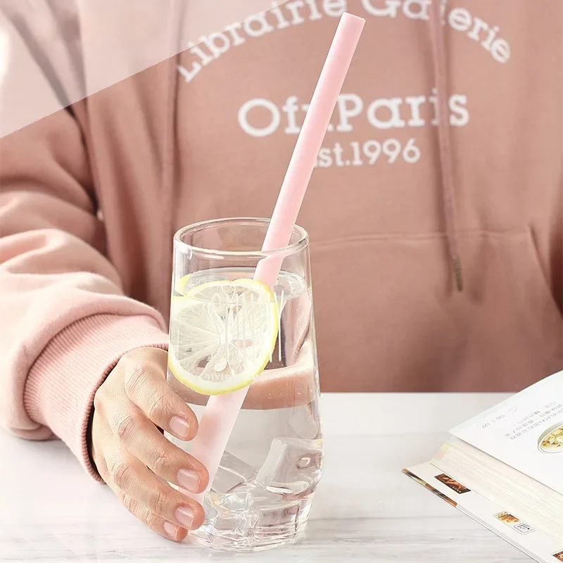 Reusable Silicone Drinking Straws with Cleaning Brushes - Foldable and Flexible Kitchen and Party Accessories