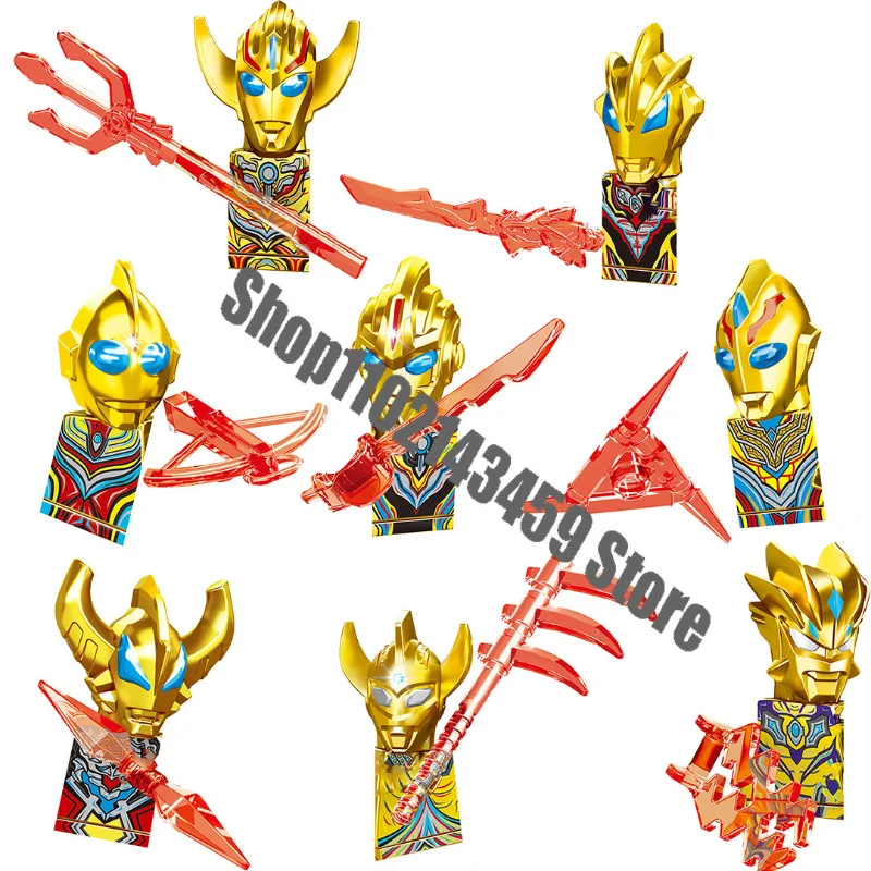

Japanese Anime Cartoon Movies Ultraman Tiga Zero Assembly Building Blocks Mini Action Toy Figures Kids Collect Model Dolls Gifts