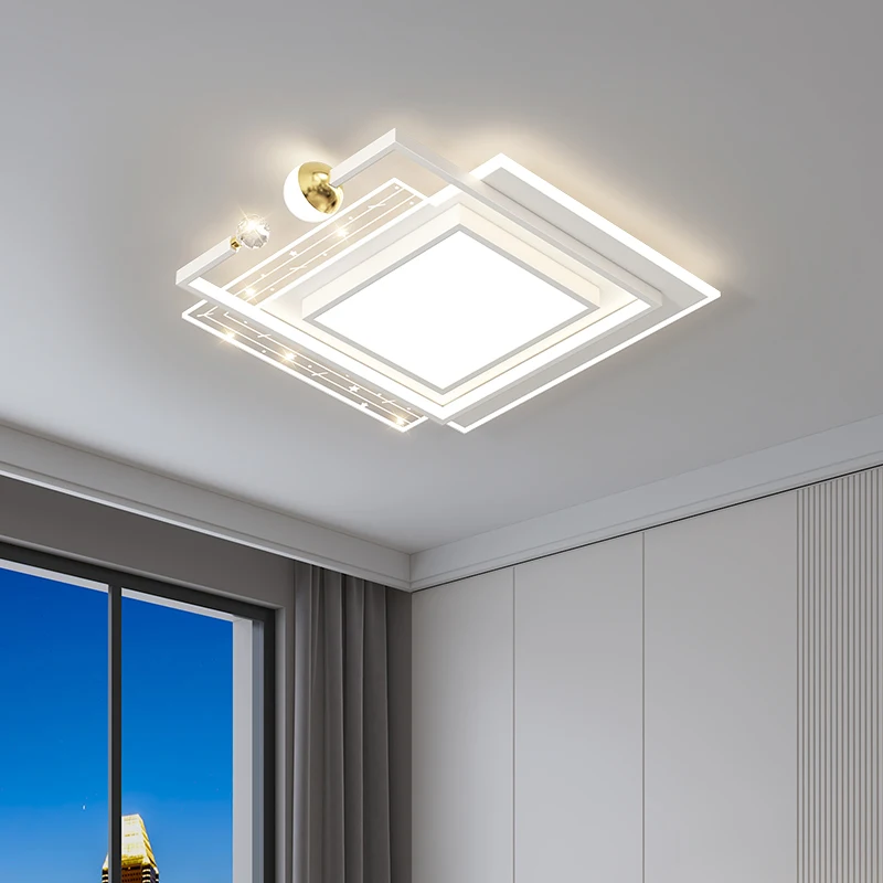 

QIYIMEI Modern Bedroom Lamps Chandeliers Indoor Lighting For Study Living Room White black Lustre Lights Home Decor Round Square