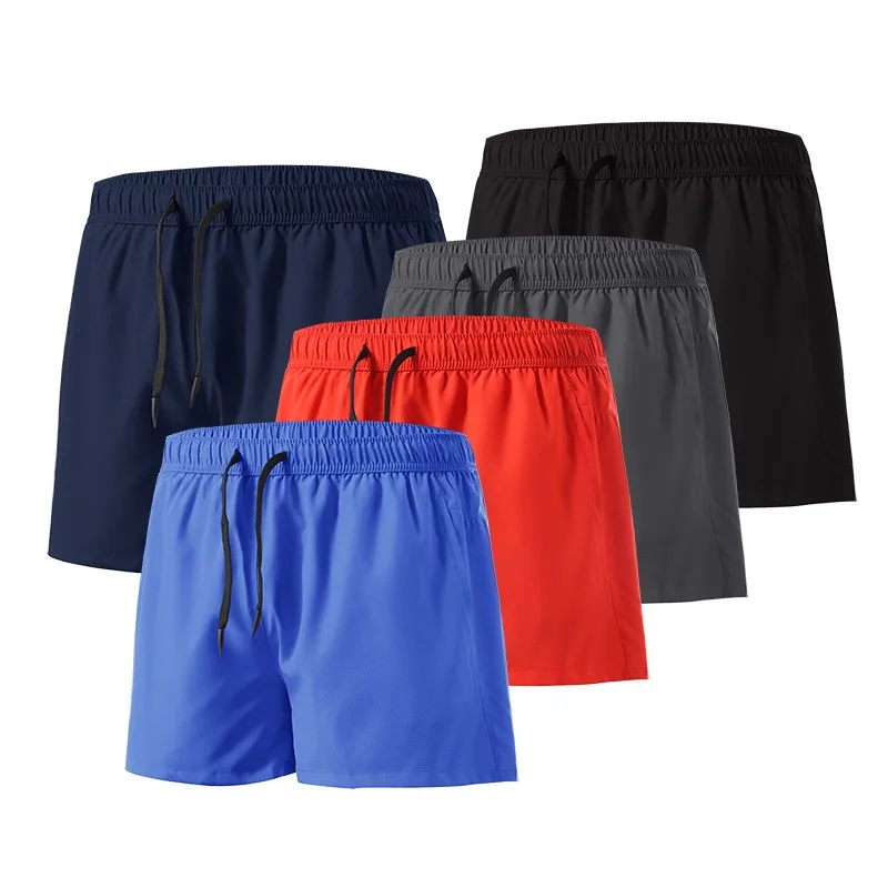 Men's Summer Shorts Fitness Running Training Leisure Large Size Quick Dry Double Layer Drawstring Elastic Waist Gym Shorts