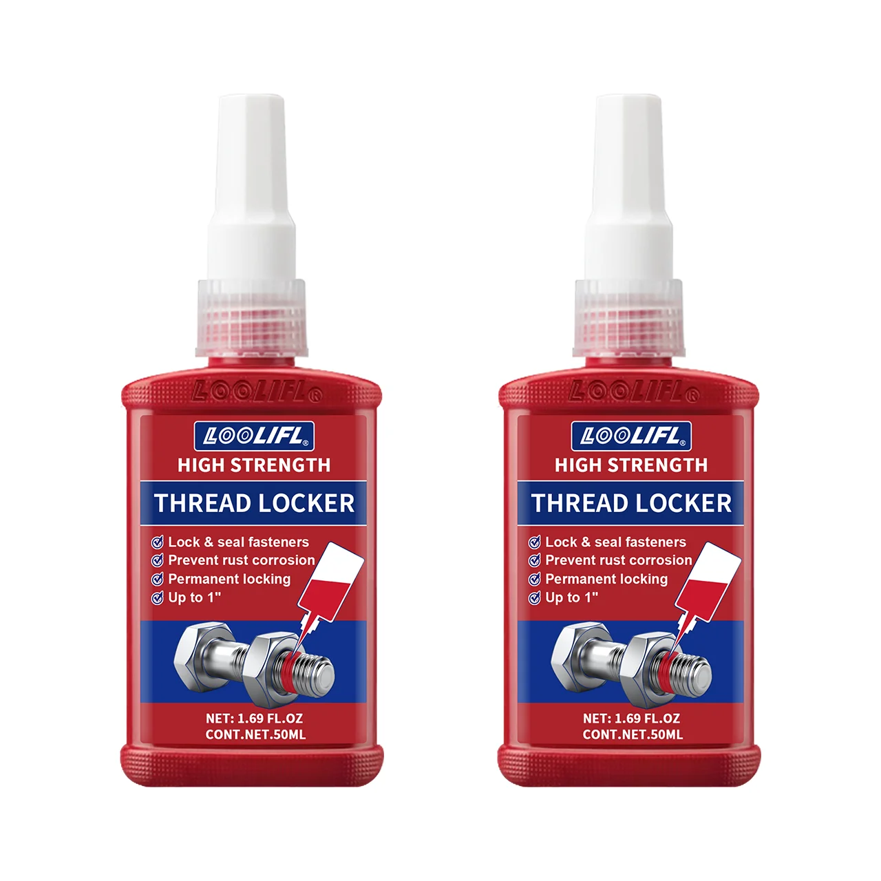 Premium Thread Locking Adhesive - Anti-Loosening, Anti-Shake, Anti-Rust, Anaerobic Solution, Available in Removable and Permanent Strengths, Two-Pack (10g-50g)