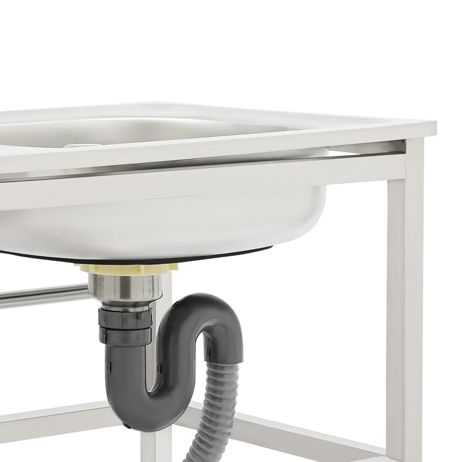 BYMAOCAR Freistehende Edelstahl-Küchenspüle mit Armatur & Ablage, Tragbare Outdoor-Einzelwaschbecken-Spüle für den Hausgebrauch – Detail 7