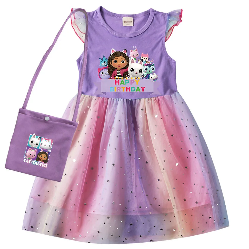 Kids Girls Dress Cartoon Children Sport Causal Dress La Casa De Mu&ntilde;ecas De Gaby Baby Girl Birthday Gift kids girls dress