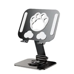 Universal Rotating Cat Paw Tablet and Phone Stand - 360° Adjustable Anti - Slip Multi - Angle Holder (Black)