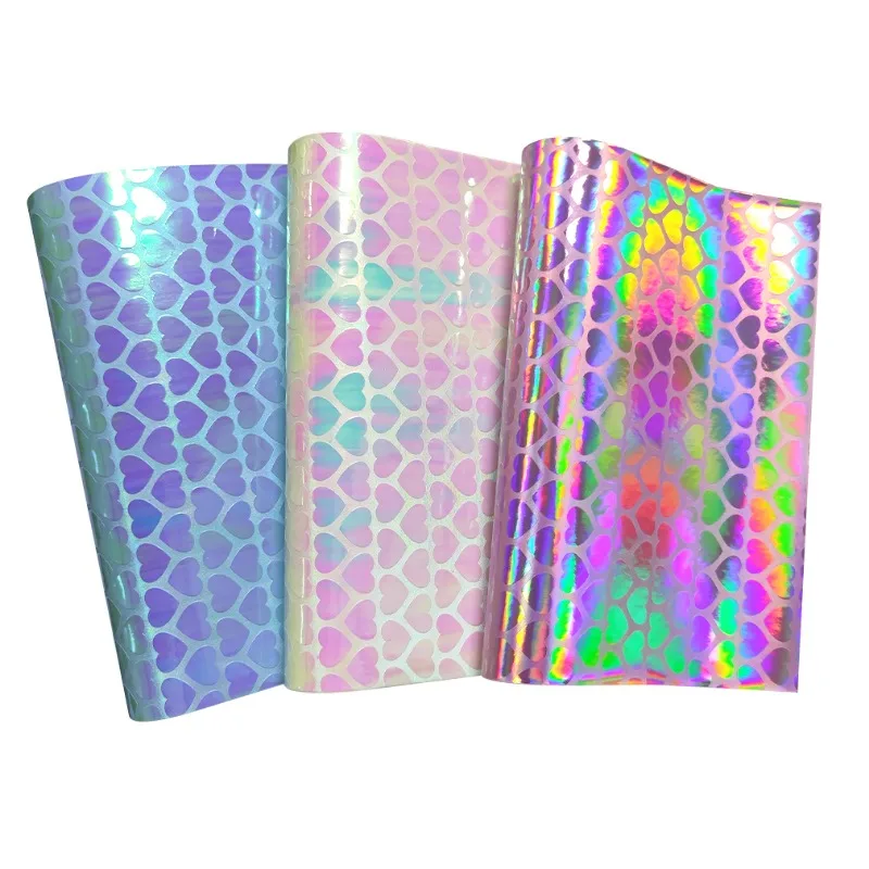 

Holographic Rainbow Mirrored Faux Leather Sheets Fabric PU for make earrings Bow Sewing Materia Arts Crafts Garden 30*135cm