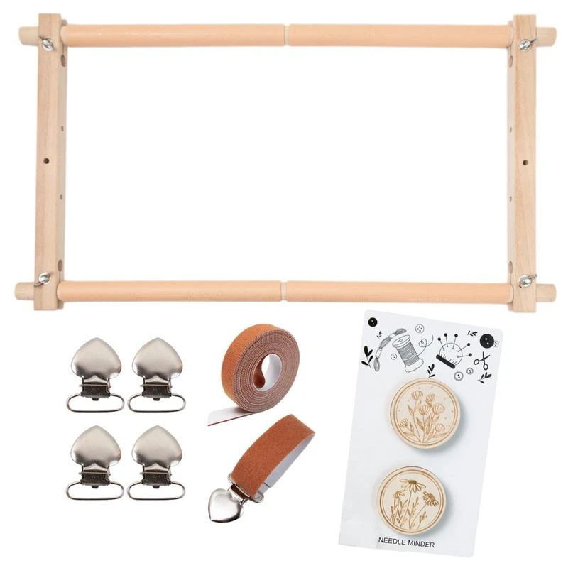 Telaio Da Ricamo In Legno Di Faggio – Regolabile, Altezza 23 Cm, Larghezza 36 Cm, Cerchio 28 Cm, Per Cucito E Crafting