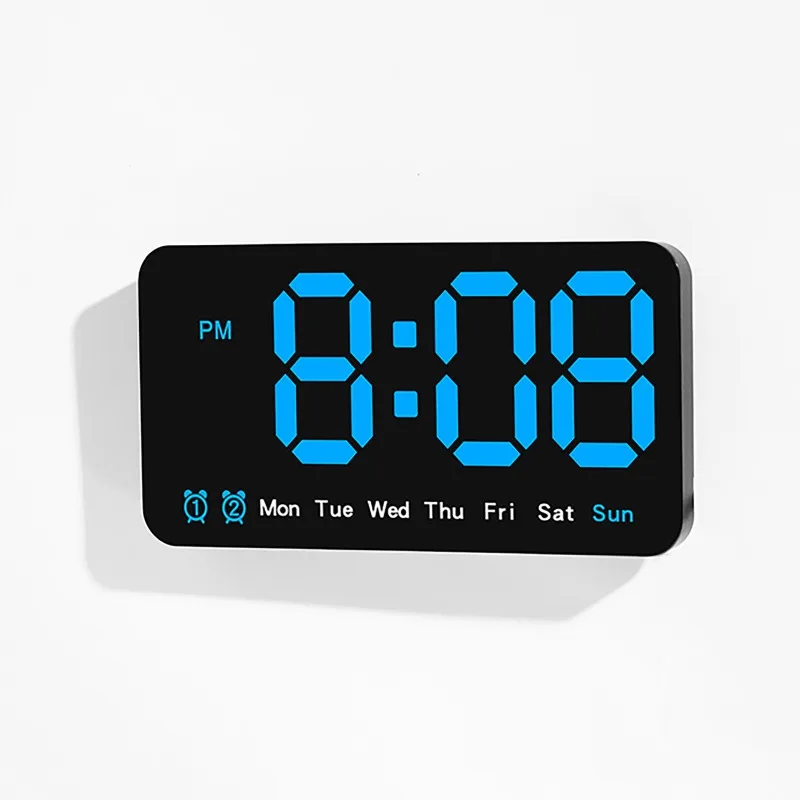 Wall Mounted Digital Clock Dual Alarms Date Week Temperature Display Multifunctional Electronic Clock Bedroom Desktop