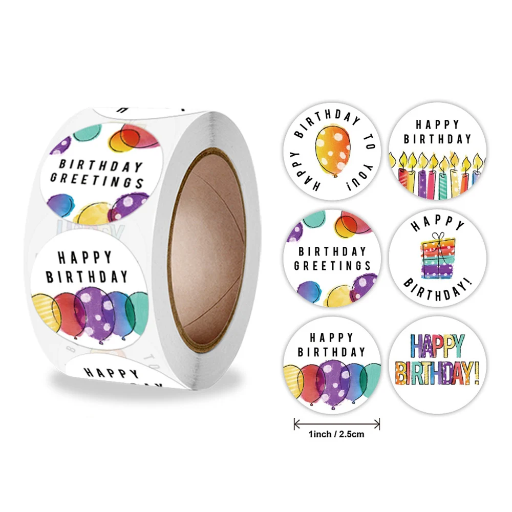 Pegatinas de feliz cumpleaños para niños, decoración de sellado, etiquetas  para tarjetas de felicitación, 50-500