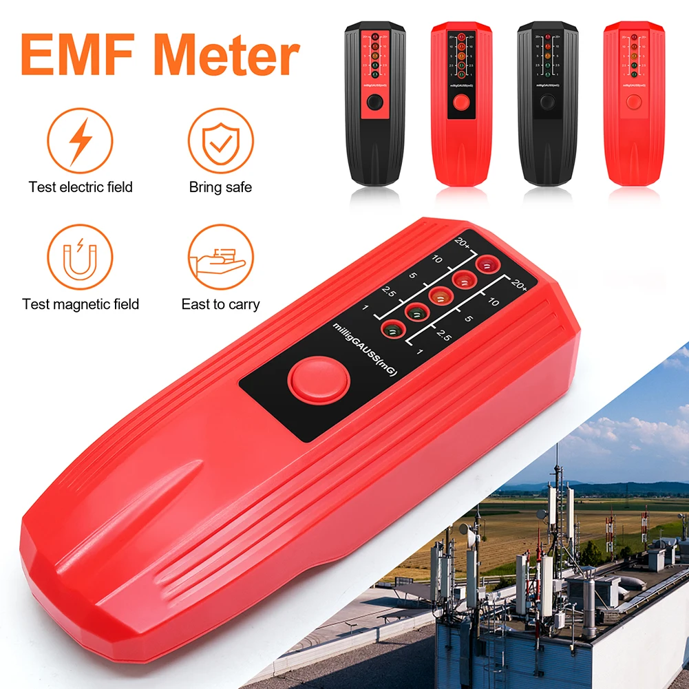 

Portable Electromagnetic Field EMF Gauss Meter EMF Magnetic Field Detector 5 LED Gauss Meter Handheld Magnetic Field Tester