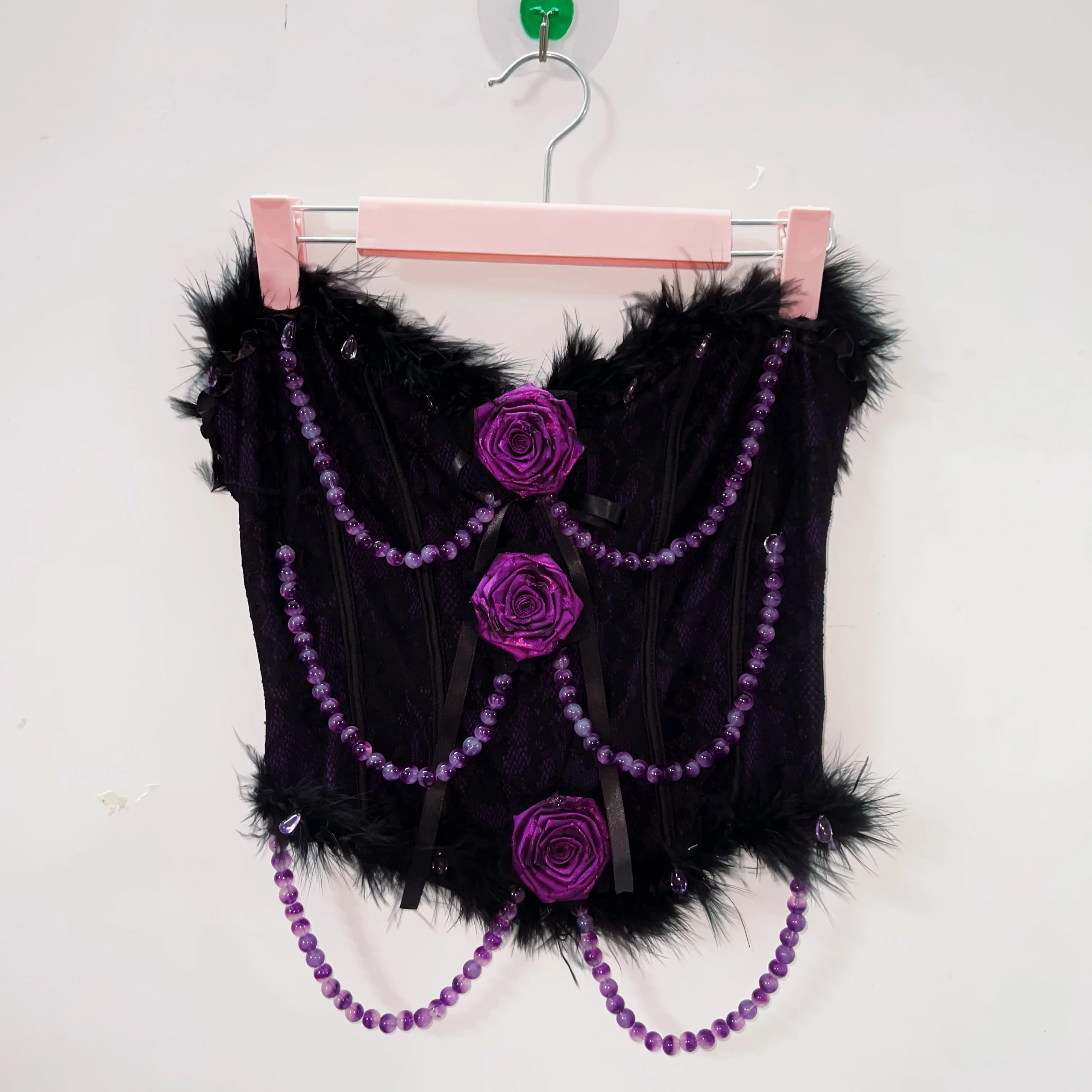 Purple Faux Pearl and Rose Bustier Top 3
