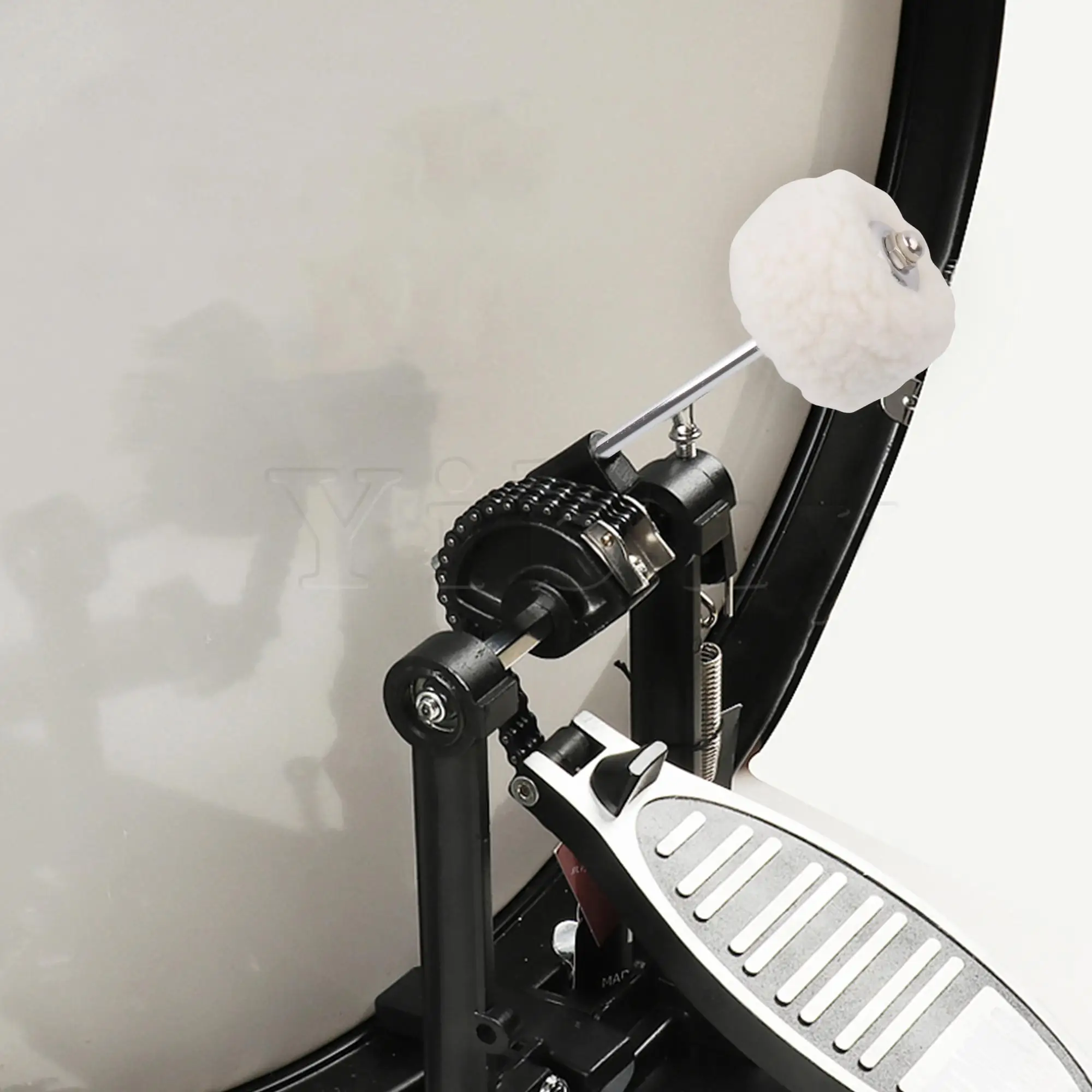 19.4x0.6cm Stainless Steel Shaft Bass Kick Drum Beater Felt Pedal Head for Percussion Hammer
