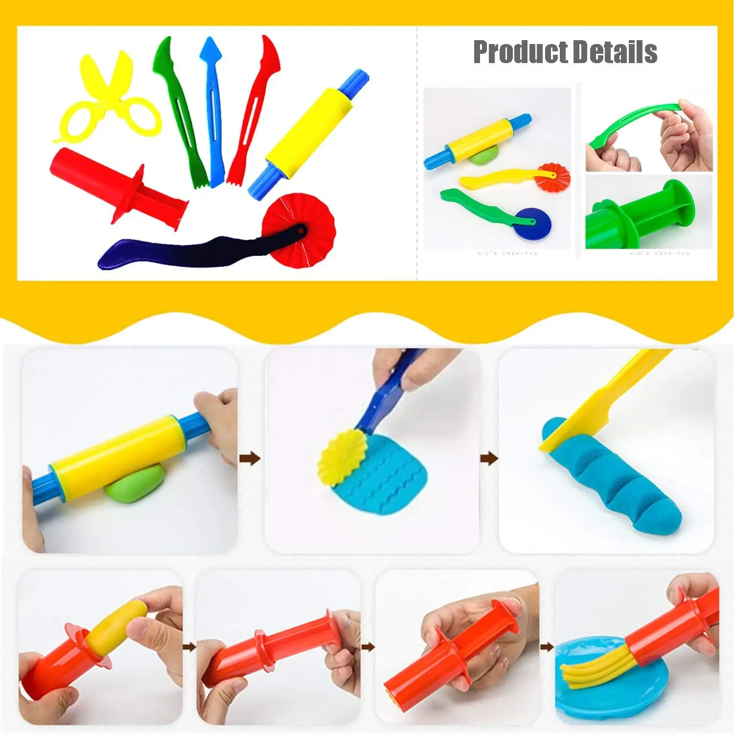 Plasticine Model Playdough Tools Set for Kids 3D Syringe Roller Impression Moulds Play Dough Tools Kit Clay Craft Toys Gift 3