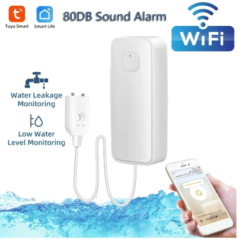 AB42-Tuya Wifi Smart Water Sensor Leak Detector Flood Water Leakage Alarm Security System For Alexa Google Home