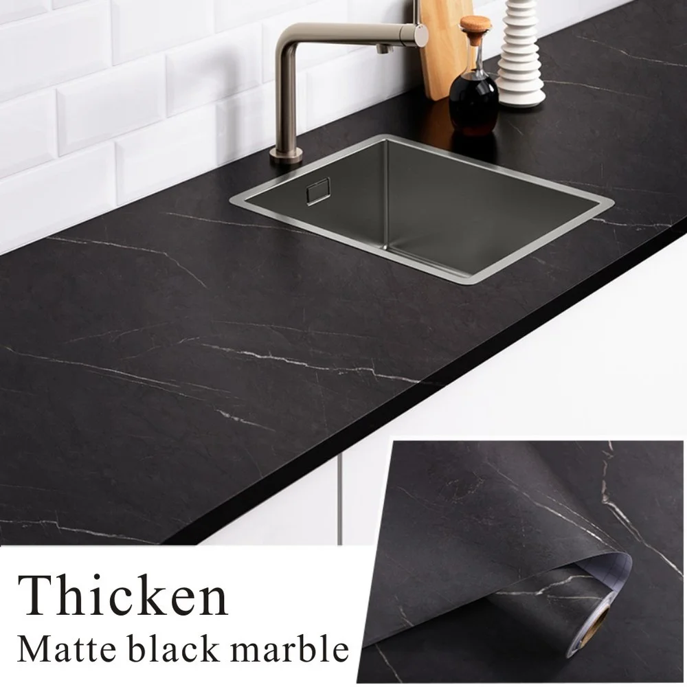 engrossar matte black marble sticker wallpaper auto adesivo 01