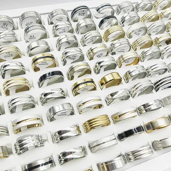 20 pçs/lote fábrica atacado estilo mix quente simples anéis de dedo de aço inoxidável das mulheres dos homens novos presentes barra de jóias anel de articulação larga 1