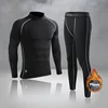 Men Boys Thermal Underwear Warm First Layer Sports Compression Fleece Rashgard Quick Dry Plush Skin Kids Long Johns Jogging Suit 1