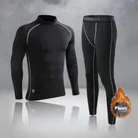 Men Boys Thermal Underwear Warm First Layer Sports Compression Fleece Rashgard Quick Dry Plush Skin Kids Long Johns Jogging Suit 1
