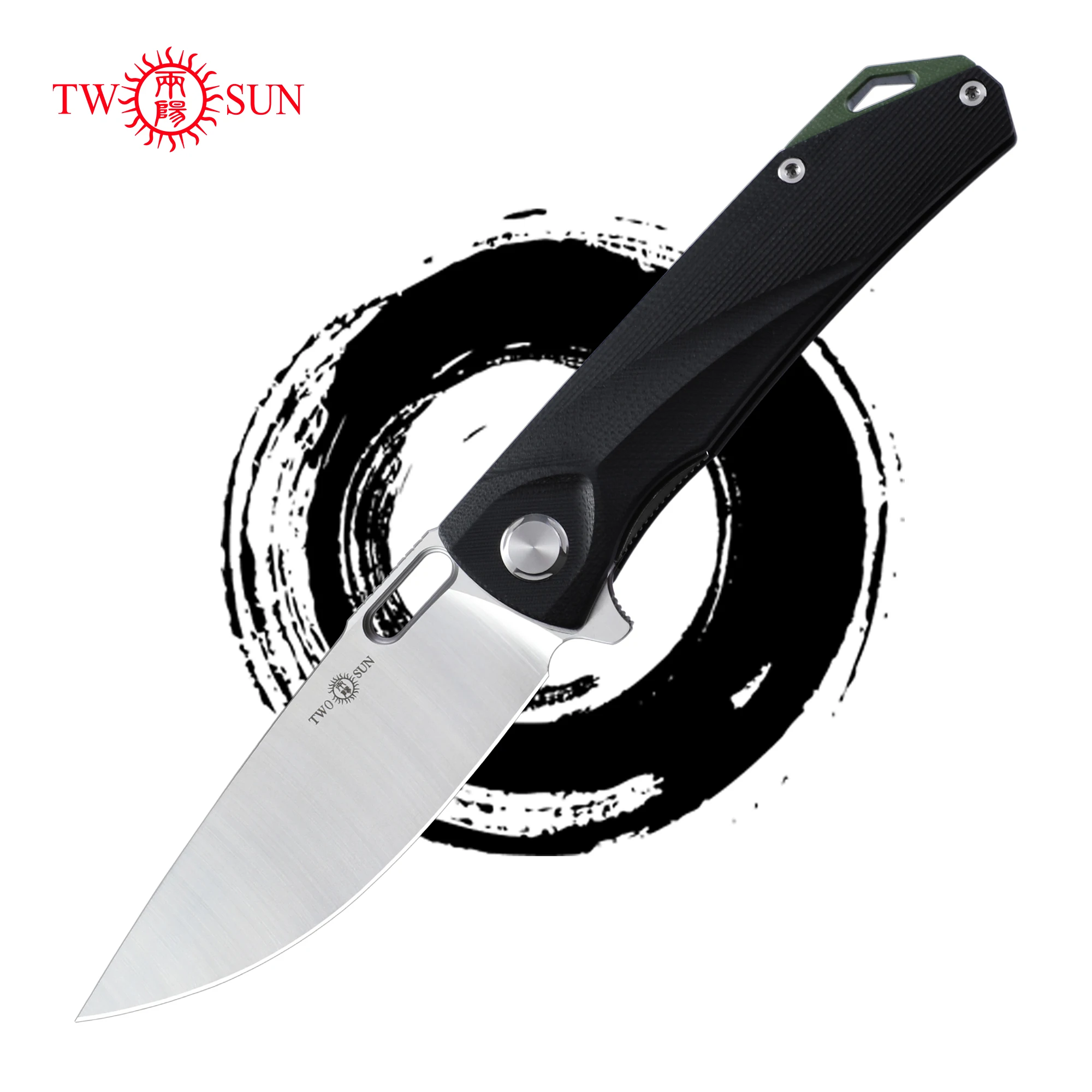 

TWOSUN TS502 Folding Knife D2 Blade Flipper or Thumb Hole G10 Handle Camping Outdoor Tactical Hunting Survival Pocket EDC Tools