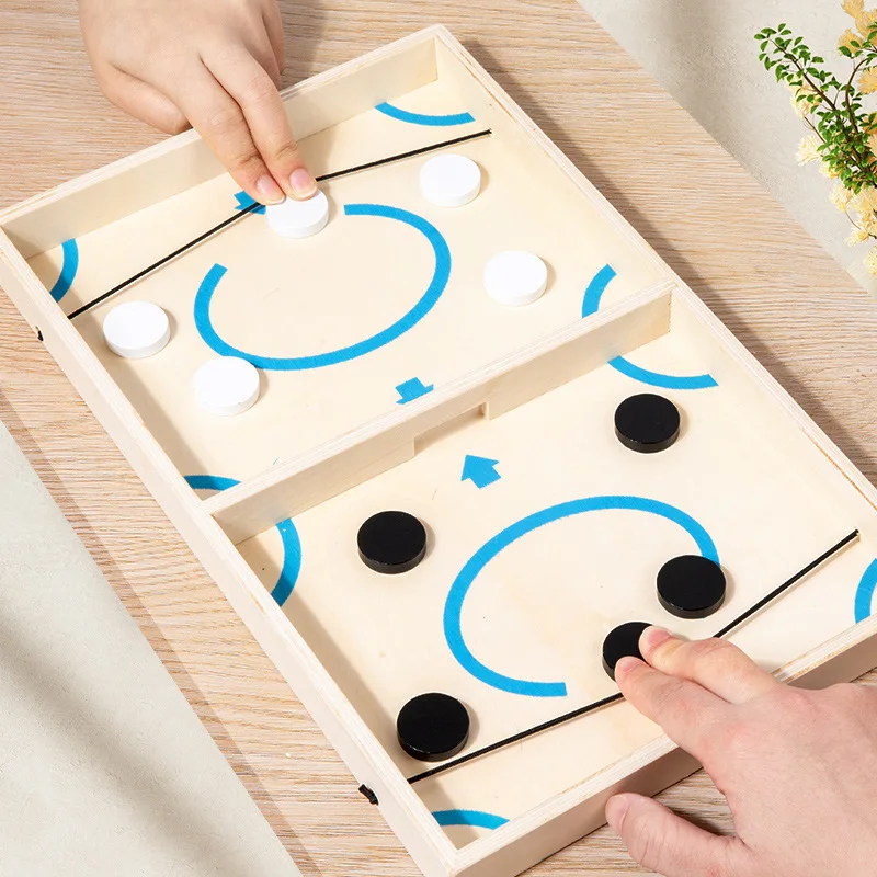 Wooden Bouncing Chess Fast Sling Puck Fun Game Parent Child Interactive Collision Chess Bouncing Like Tabletop Ice Hockey Ball 2