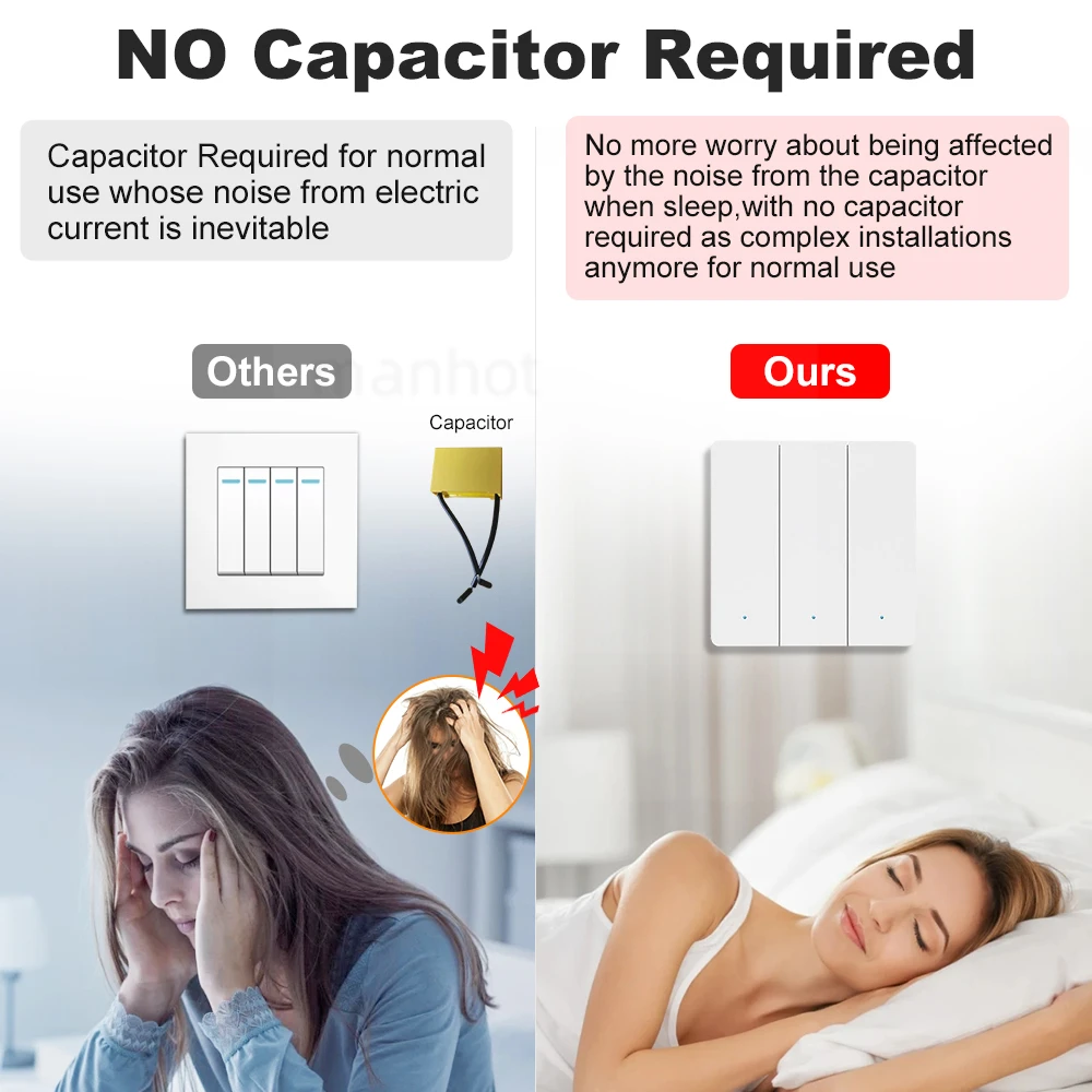 Tuya Zigbee Smart Switch Wall Light With Human Motion Sensor Switch No Neutral No Capacitor Required Work With Alexa Google Home