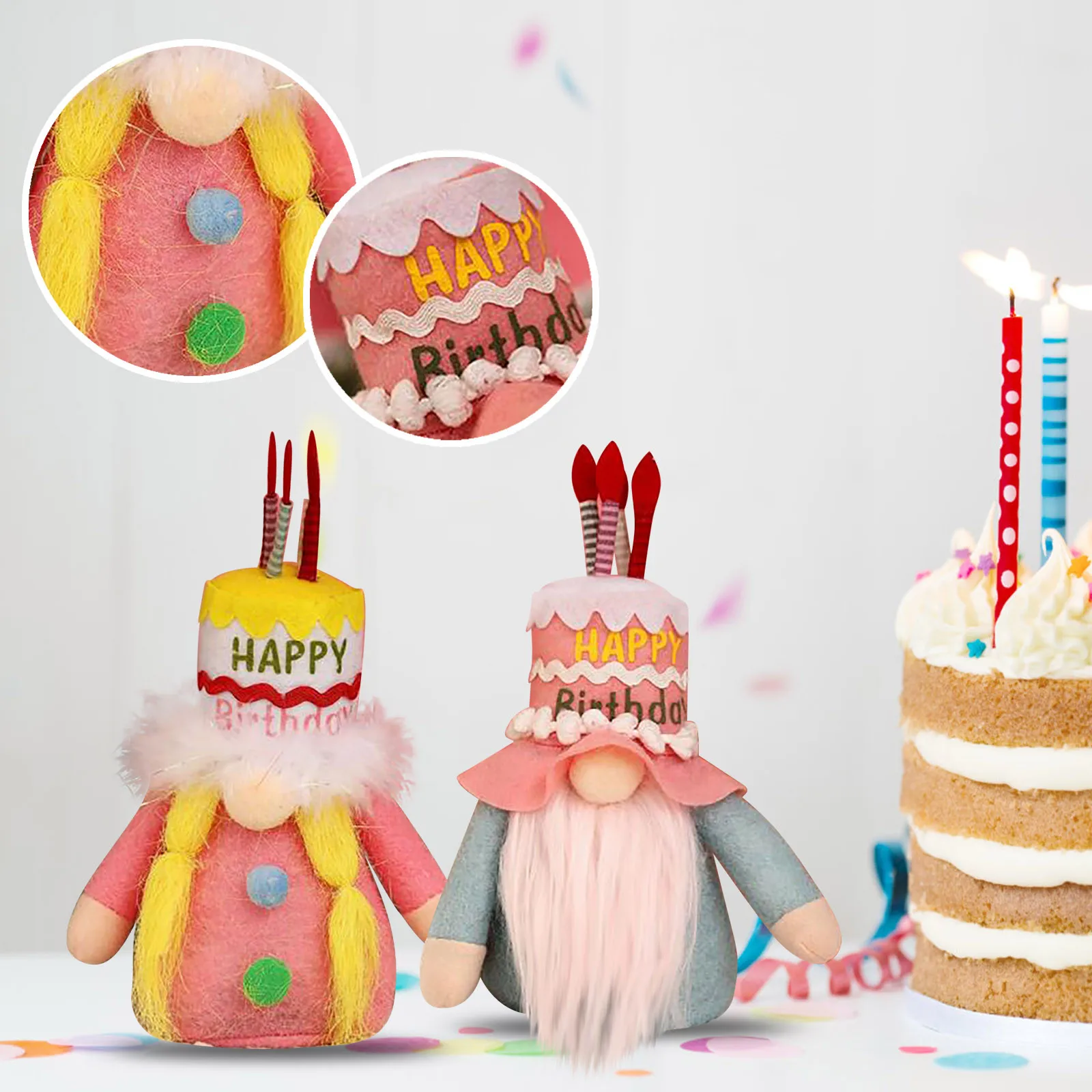 

Cake Gift Creative Hat Birthday Doll Dwarf Rudolph Couple Faceless Decoration Ornaments Doll Window Plush Wagons Toy Toy Helipad