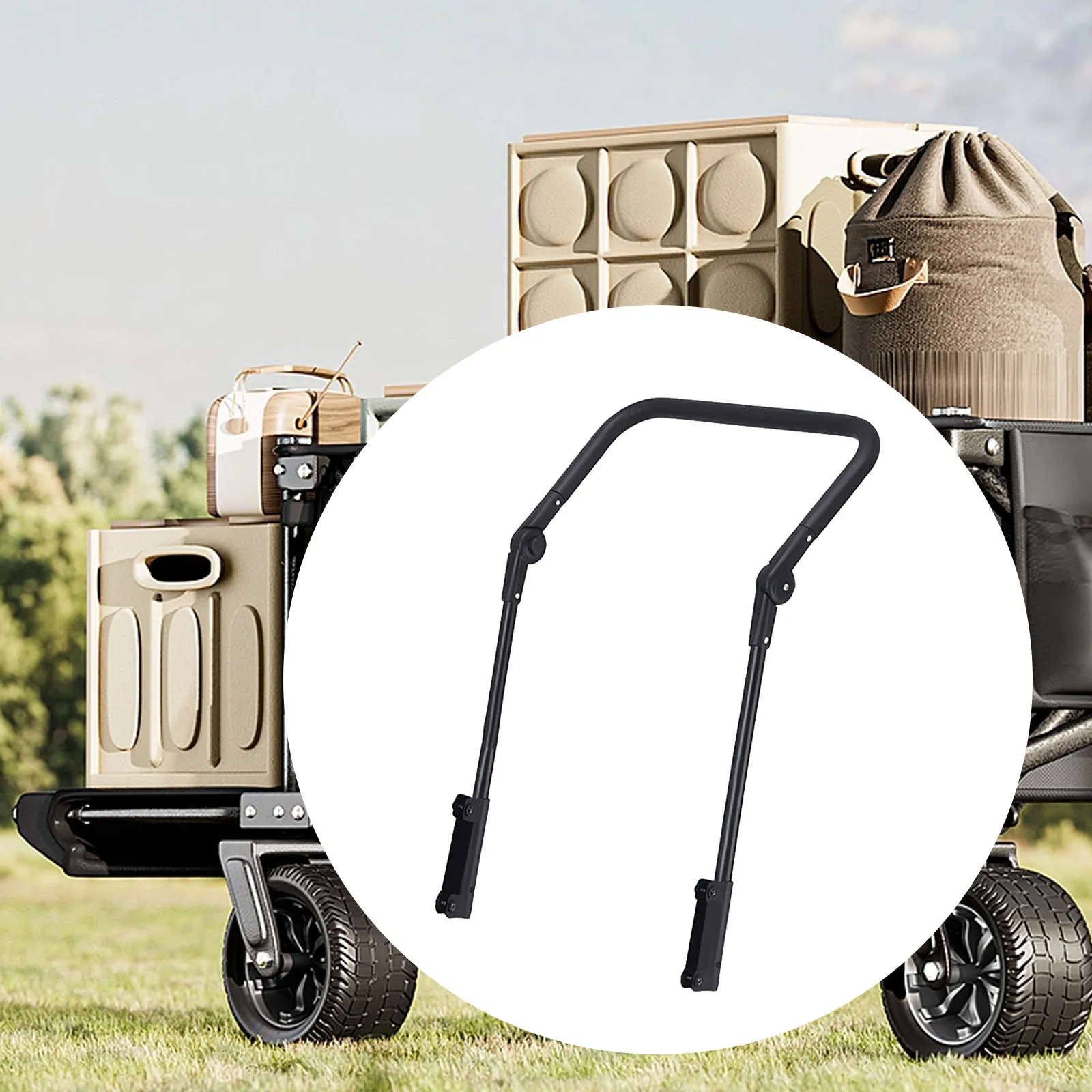 Folding Wagon Push Handle Adjustable Utility Wagon Cart Spare Parts Handle Attachment for Camping Garden Carts