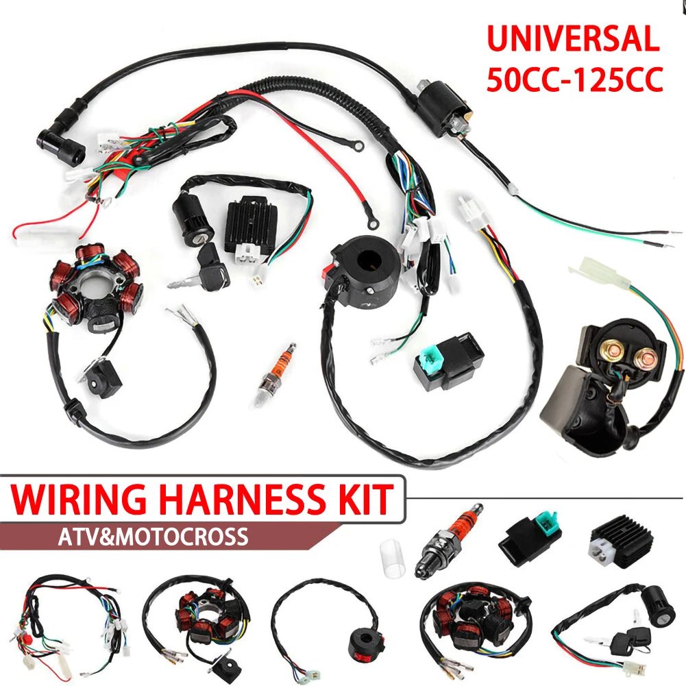 Quad Wire Harness Cdi Kit Per 50Cc 70Cc 90Cc 110Cc 125Cc Avviamento Elettrico Cinese Magneto Volano Statore Atv Cablaggio
