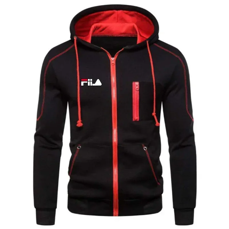 Nuevo período de otoño e invierno, sudaderas con capucha a la moda para hombre, sudaderas de lana con capucha y cremallera de manga larga, ropa deportiva informal para hombre de talla grande