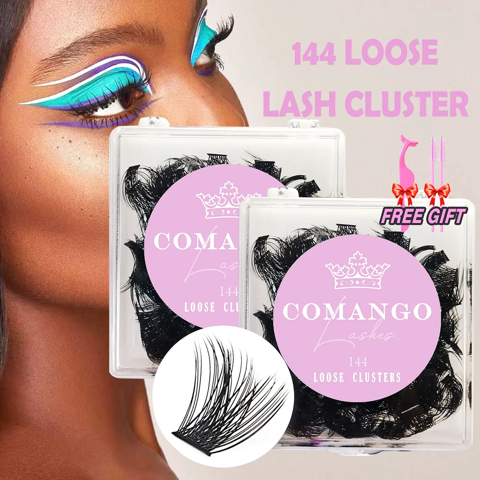 

CoMango 144pcs Lash Clusters C/D Curl 10/12/14/16/18MM DIY Eyelash Extensions Individual Lashes Cluster DIY Grafting Lash Vendor