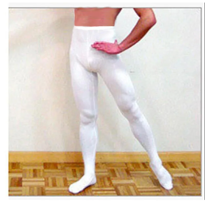 Man Dance Footed Balet Spandex Leggings White Soft Ballet Tights Mens Sports Pants
