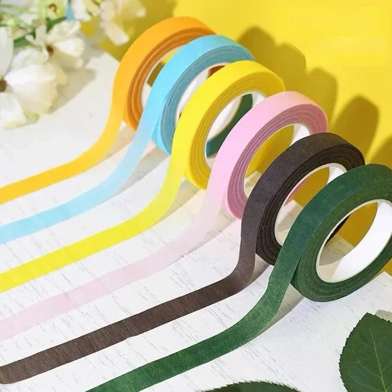 Self-adhesive Bouquet Floral Stem Tape Artificial Flower Stamen Wrapping Florist Green Brown Tapes DIY 12mm Flower Supplies grafting tape