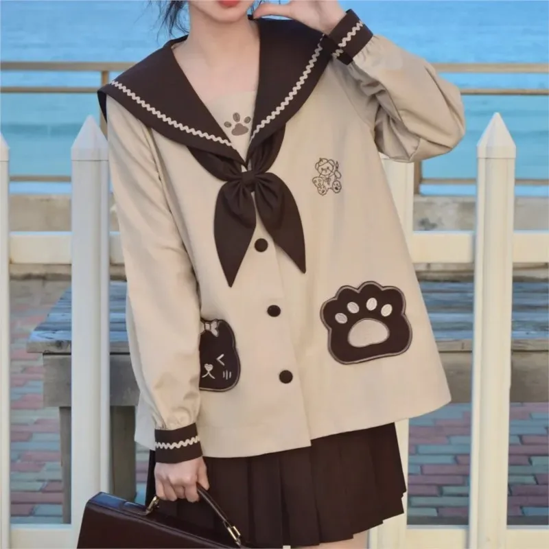 

Korean and Japanese bear painter JK uniform suit cute soft girl kindergarten student long sleeves sailor suit school outfits