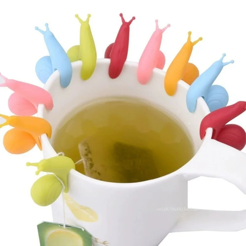 6pcs/set Snail Rabbit Shape Wine Label Identification Sticker Party Glasses Markers Sign Tea Bag Infuser Holder Random Colors