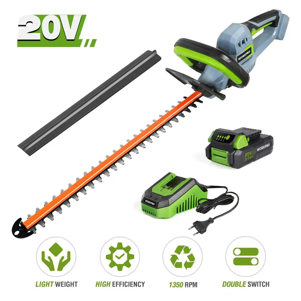 VEVOR 20V Cordless Hedge Trimmer 18 inch Double-Edged Steel Blade Hedge Trimmer Kit 20V Battery Fast Charger and Blade Cover Included 180° Rotating