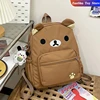 Kawaii Rilakkuma Backpack Anime Cartoon Embroidery Backpack Stylish Large-Capacity Student School Bag Nylon Multifunctional Bags 1