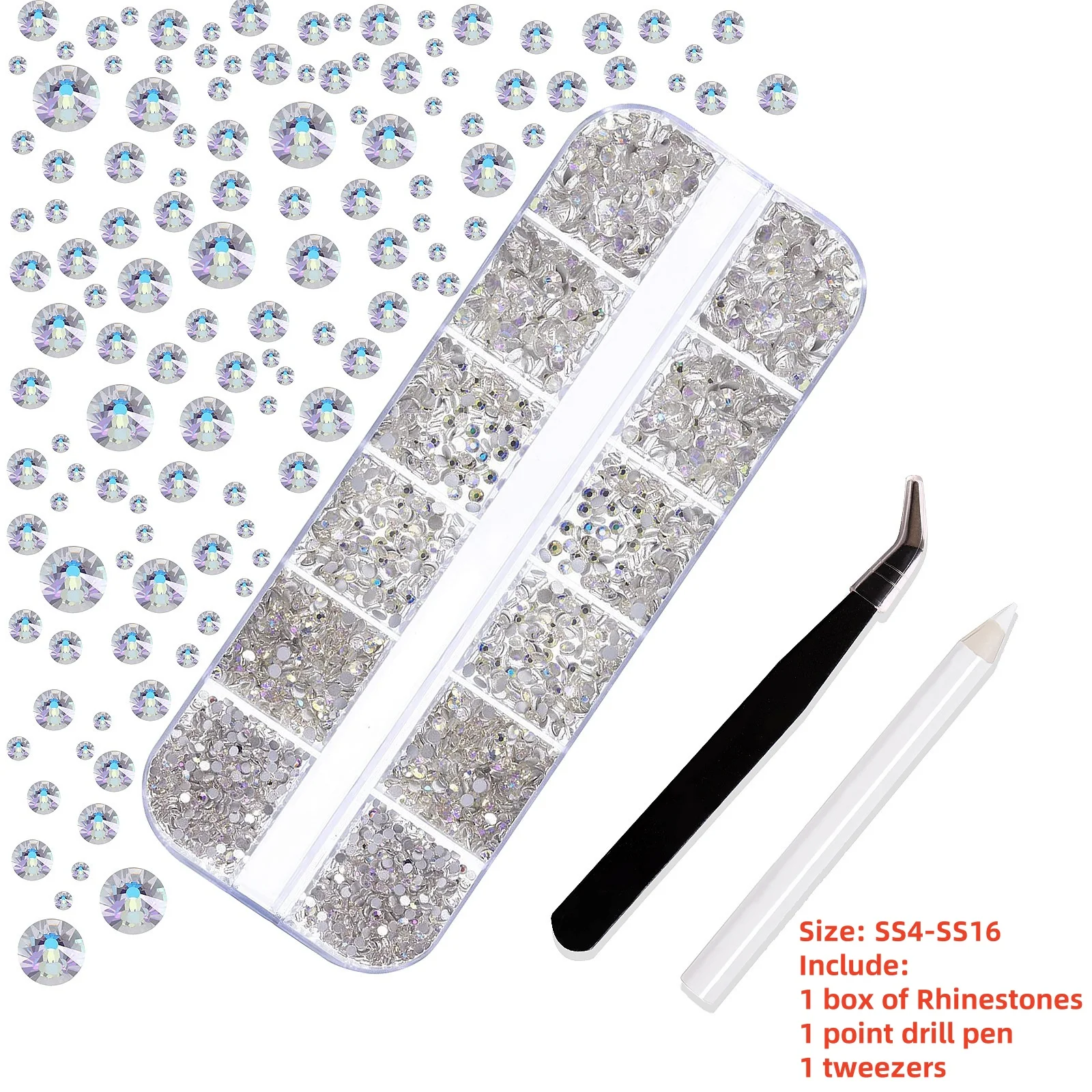 Sparkling Crystal Nail Art Rhinestones Kit with Tools