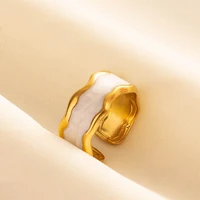 White Drip Oil Real Gold Plated Star Heart Eye Ring Open Adjustable Vintage Stainless Steel Rings For Women Men Jewelry Birthday 6