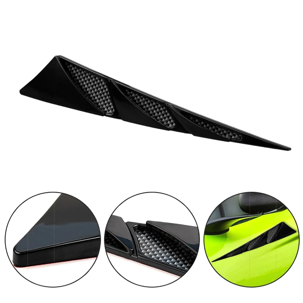 1Pair Car Exterior Decoration Car Hood Stickers Black Universal Side Air Intake Bonnet Simulation Vent Cover Hood Styling hood scoop stickers car body trim accessories