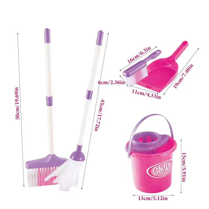 Cleaning Toy Kids Broom And Dustpan Set Pretend Play Set For Girls & Boys 3 Toddler Toy Broom Set For Household Cleaning 6