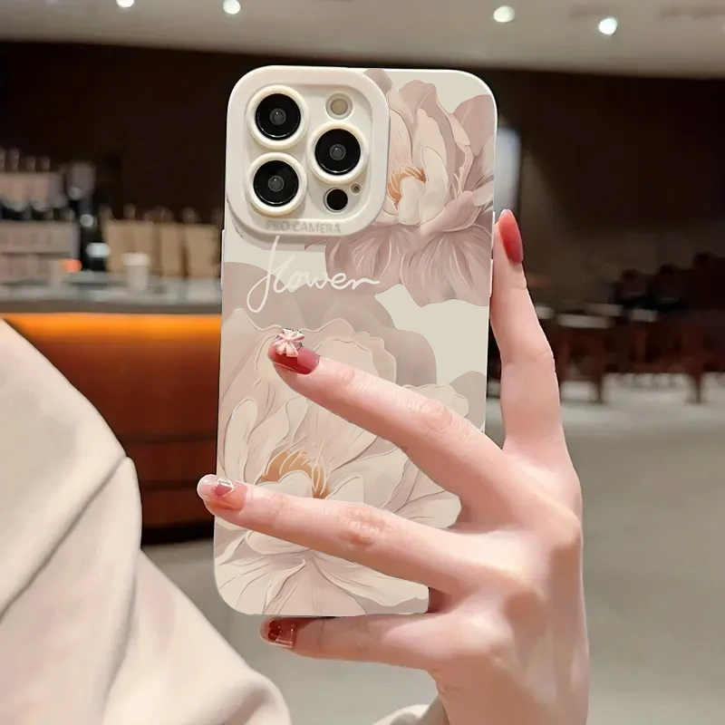 Oil Painting Flower Shockproof Silicone Phone Case