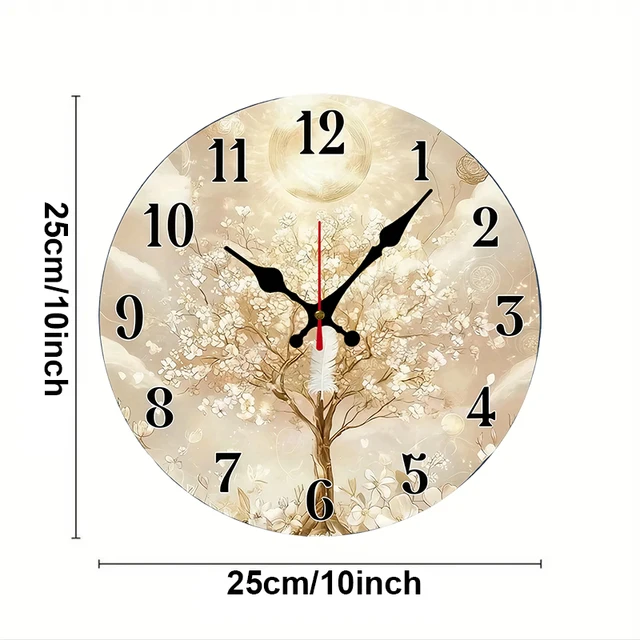 Ethereal Floral Tree Wooden Round Silent Wall Clock 2