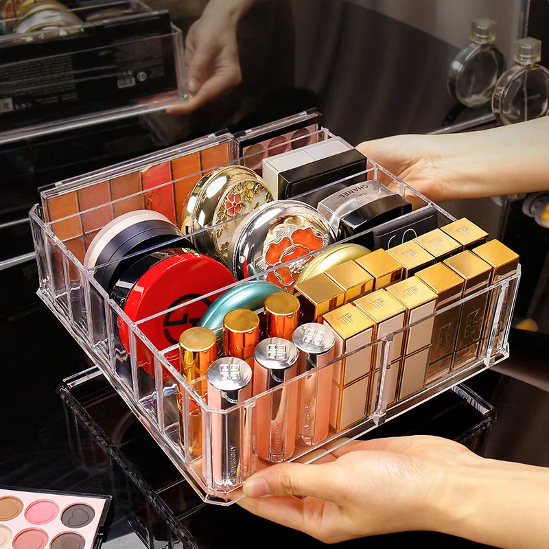 Large Transparent Lipstick Storage Box Acrylic Makeup Organizer Cosmetic Storage Rack Desktop Finishing Bathroom Storage 5