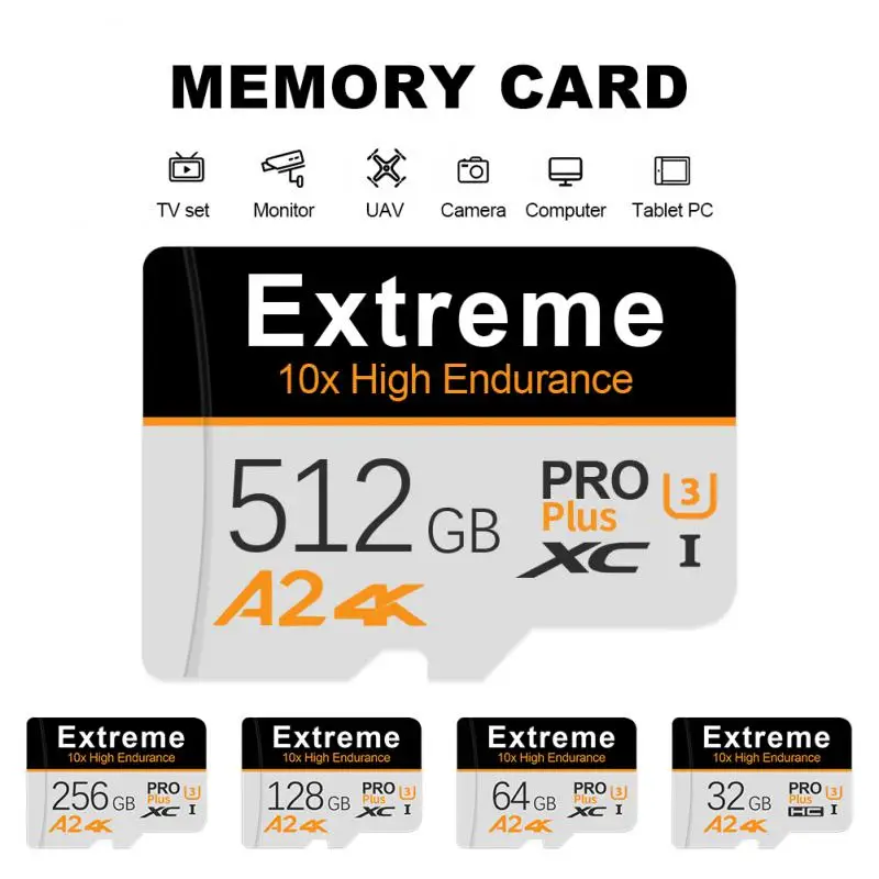 Class 10 SD Memory Card A2 256GB 512GB Micro TF Card 64GB 128GB High Speed SD Flash Card For