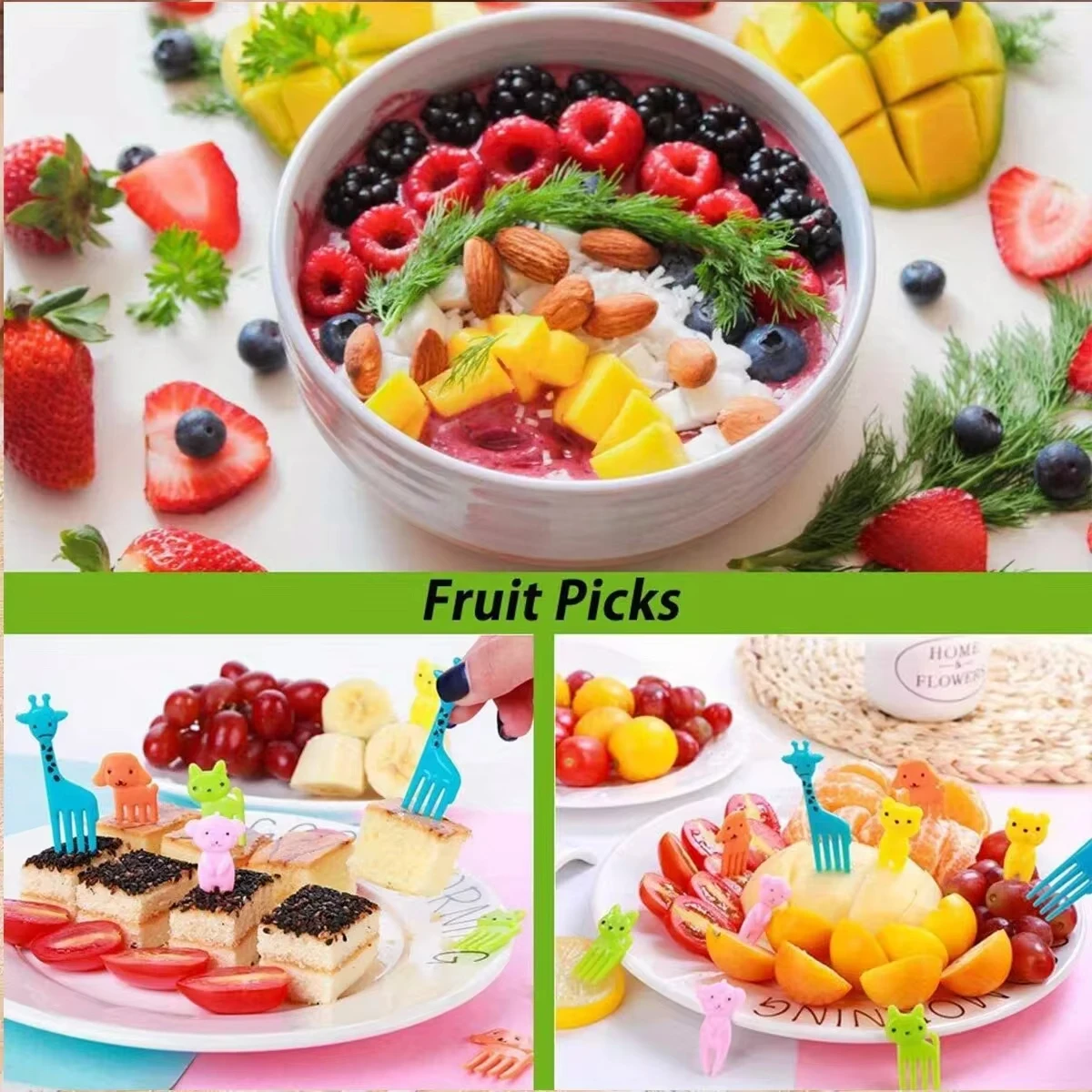 Food Toothpicks 30Pcs Animal Food Selection Reusable Cute and Fun Cartoon Animal Fruit Food Toothpicks Fruit Salad Forks Bento Box Accessorie